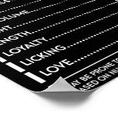 Poster Don de chien | Dachshund Nutrition Facts (Coin)