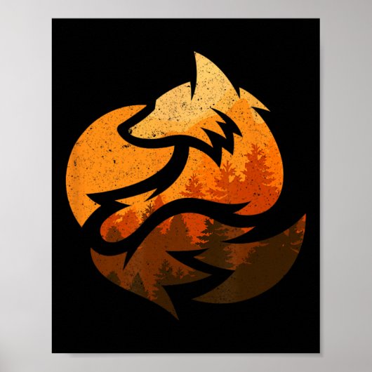 Poster Don De Design Animal Fox Avec Nature Trees Chasse (Devant)