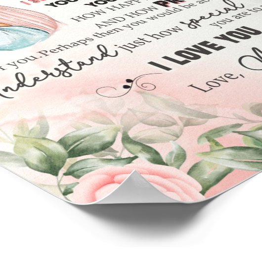 Poster Don de fille | Lettre À Ma Fille De Maman (Coin)