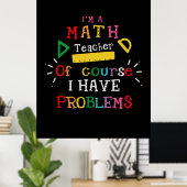 Poster Don de l'enseignant Je suis un enseignant de mathé (Bureau à domicile)
