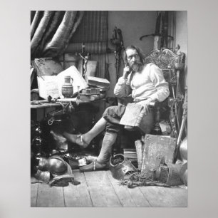 Poster Don don Quichotte dans son étude