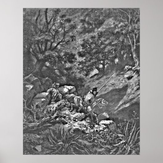 Poster Don Quichotte dans l'engraving forestière (Devant)