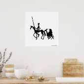 Poster Don Quichotte et Sancho Panza, art noir et blanc (Cuisine)