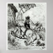Poster Don Quixote and the Windmills (Devant)