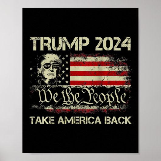 Poster Donald Trump 2024 Reprendre le drapeau américain à (Devant)