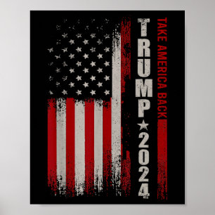 Poster Donald Trump 2024 Reprenez l'Amérique Ck Drapeau A