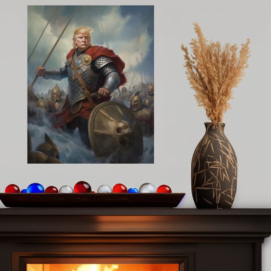 Poster Donald Trump 2024 Viking Warrior Hero Funny AI
