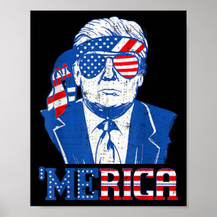 Poster Donald Trump Chemise Merica Trump Drapeau américai