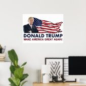 Poster Donald Trump - Drapeau américain (Bureau à domicile)