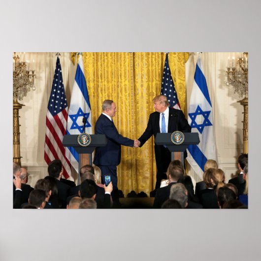 Poster Donald Trump En Israël Avec Bibi Netanyahu (Devant)