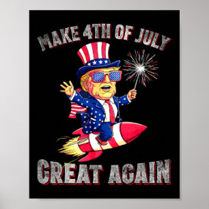 Poster Donald Trump Feu d'artifice patriotique fait du 4