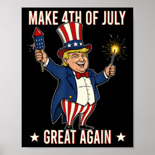 Poster Donald Trump Feu d'artifice Rendre 4 juillet grand