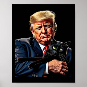 Poster Donald Trump Holding Cat Graphic Drôle Politique M