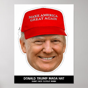 POSTER DONALD TRUMP MAGA CASQUETTE CUTOUT MASQUE