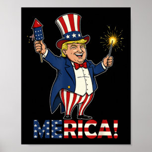 Poster Donald Trump Merica 4 juillet Fireworks Patrioti