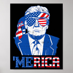 Poster Donald Trump Merica Trump Drapeau Les États-Unis 4