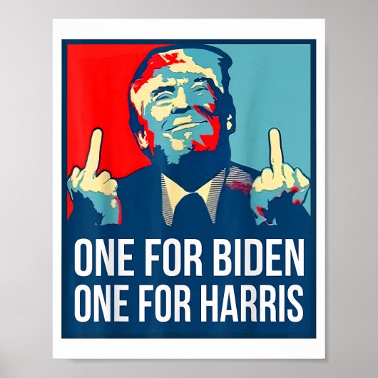 Poster Donald Trump Middle Finger Biden Harris America Re (Devant)