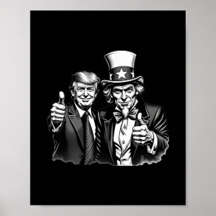Poster Donald Trump Oncle Sam Selfie Pouce En L'air Drôle