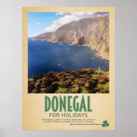 Poster Donegal Irlande, Retro Irish Travel Advert (Devant)