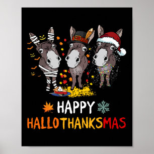 Poster Donkey Hallothanksmas Amour Donkey Farmer Tee