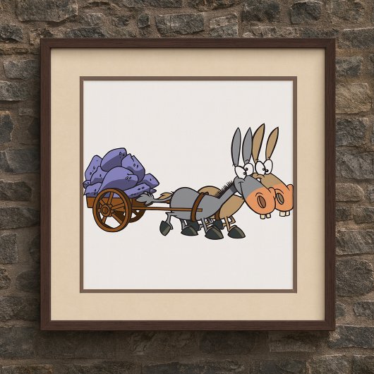 Poster Donkies Tirant Un Panier