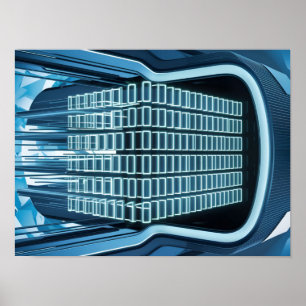 Poster Données binaires numériques bleues sur l'écran de 