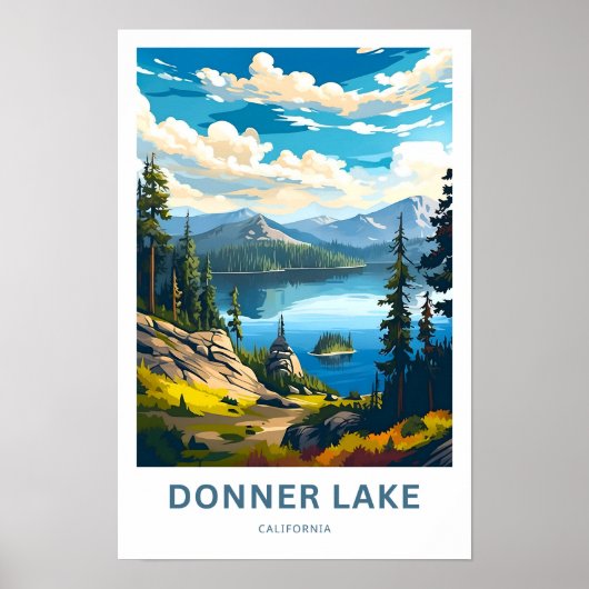 Poster Donner Lake California Travel Print (Devant)