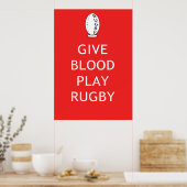 Poster Donnez du sang jouer au rugby (Cuisine)