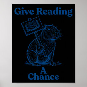 Poster Donnez une chance à la lecture - livre bibliophile
