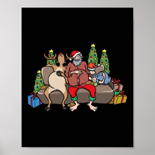 Poster Dons de nourriture Coma drôle Pun de Noël Père Noë (Devant)