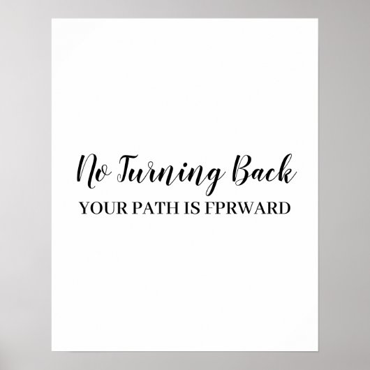 Poster Don't Look Back Modern Uplifting Positive Quote (Devant)