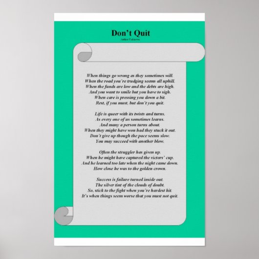 Poster Don't Quit (Devant)