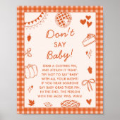 Poster Don't Say Baby! Fun Baby Shower Game Sign (Devant)