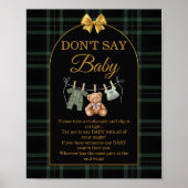 Poster Don't Say Baby Game Sign Green Black  Teddy Bear (Devant)