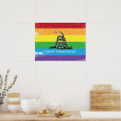 Poster Don't tread on me Gadsden flag LGBT Rainbow grunge (Cuisine)