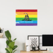 Poster Don't tread on me Gadsden flag LGBT Rainbow grunge (Bureau à domicile)