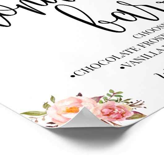 Poster Donut bar réception de mariage rose boho chic (Coin)