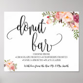 Poster Donut bar réception de mariage rose boho chic (Devant)