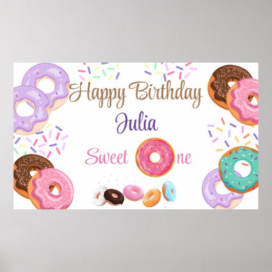Poster Donut fille de 1er anniversaire (Devant)