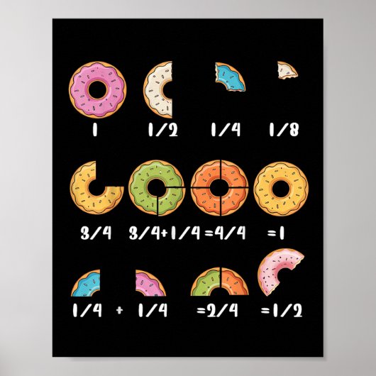 Poster Donut Fraction Math Teachers Back To School Educat (Devant)