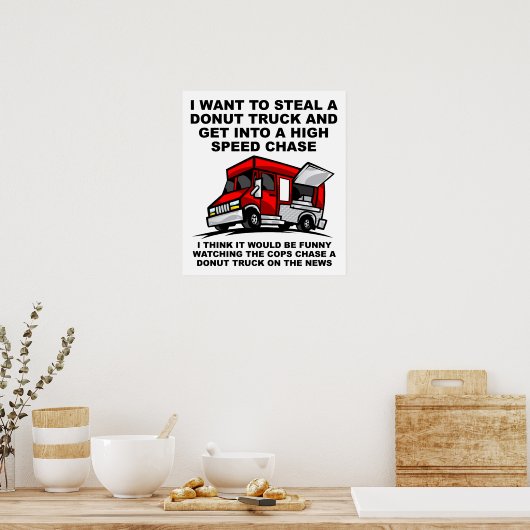 Poster Donut Police Chase Funny (Keuken)