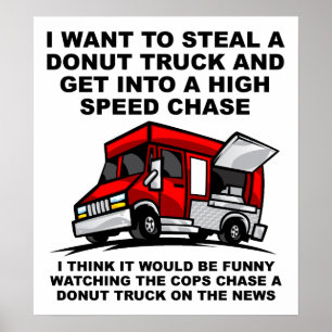 Poster Donut Police Chase Funny