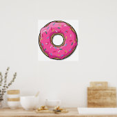 Poster Donut Rose Cartoon Avec Saupoudrages (Cuisine)
