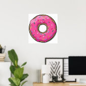 Poster Donut Rose Cartoon Avec Saupoudrages (Bureau à domicile)