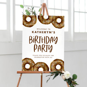Poster Donuts au chocolat Bienvenue à la fête d'anniversa