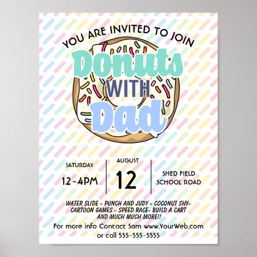 Poster donuts avec l'école papa PTO PTA collecte de fonds (Devant)