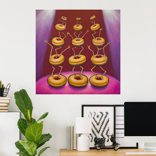 Poster Donuts Danser Whimsical Doughnut Caractères