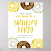 Poster Donuts Jaunes et Chocolat Bienvenue à la fête d'an (Devant)