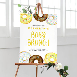 Poster Donuts jaunes et chocolatés Brunch de bébé Bienven