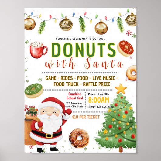 Poster Donuts modifiables avec flyer de père noël (Devant)